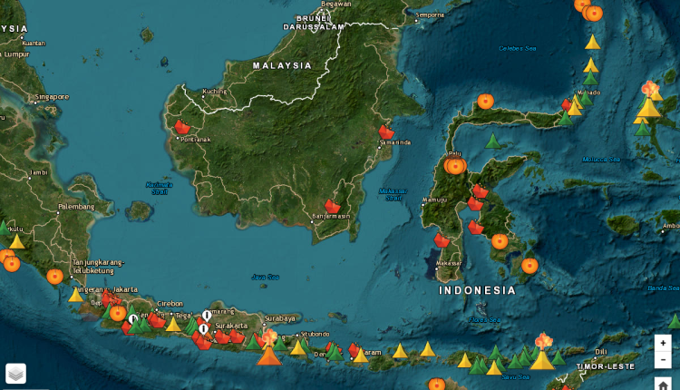 The official MAGMA Indonesia website showing volcanic activity monitoring